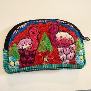 Bird Embroidered Coin Purse Wallet
